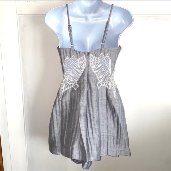 Jonathan Simkhai Pleated Linen Lattice Romper NWT - Picture 7 of 16
